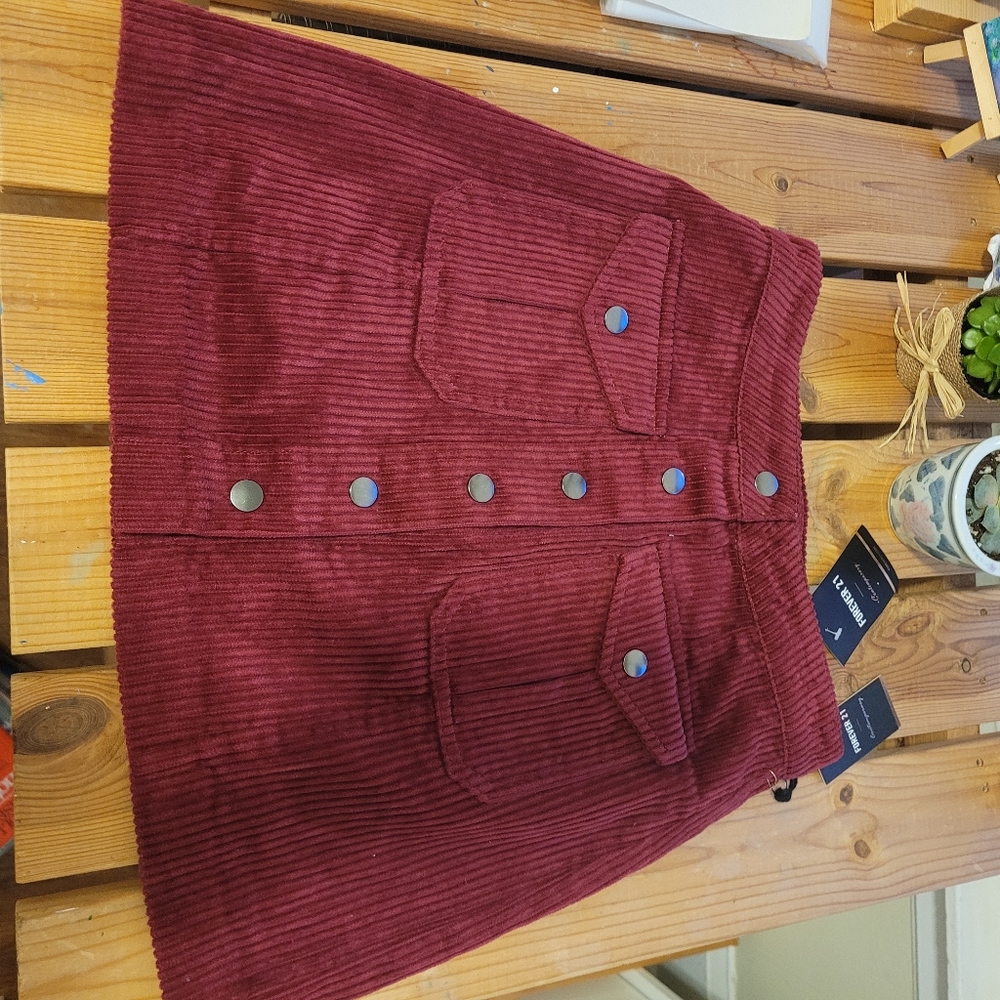 Button down corduroy skirt